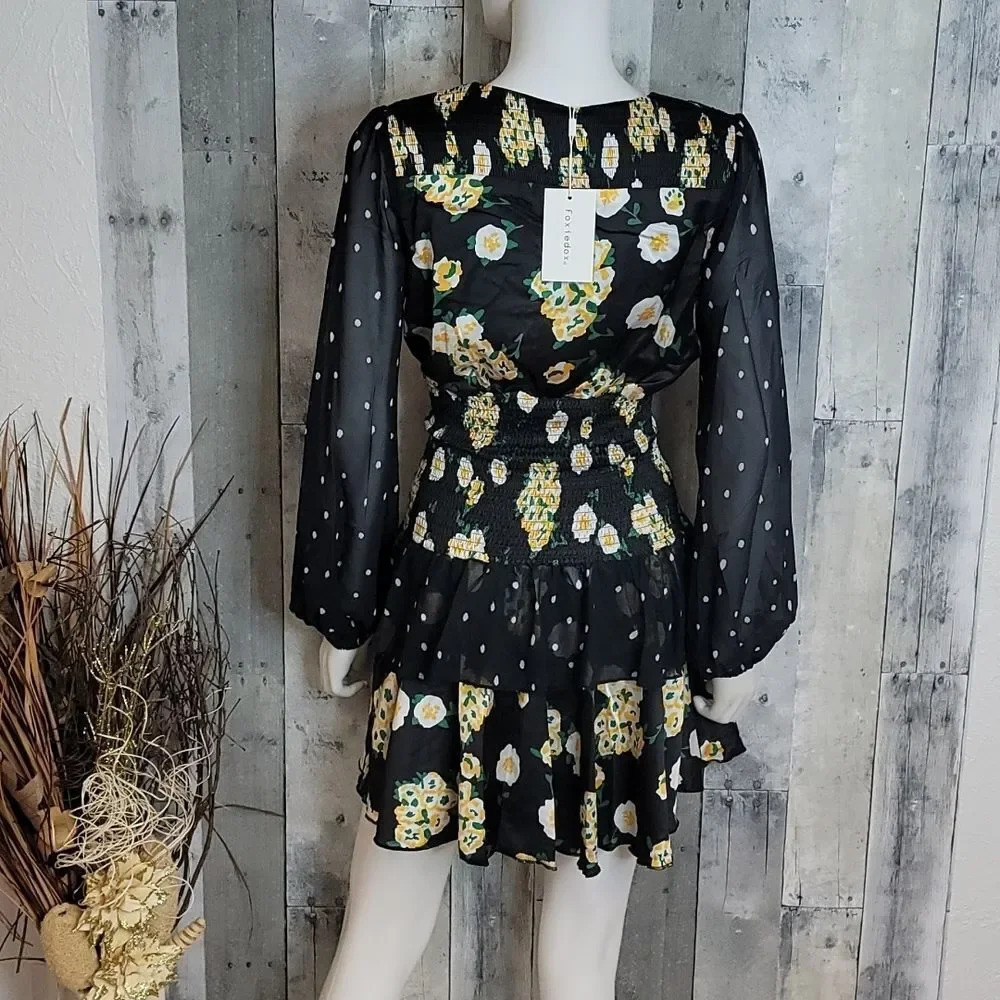 Foxiedox Anemone Smocked Mixed-Print Dress - Picture 6 of 14